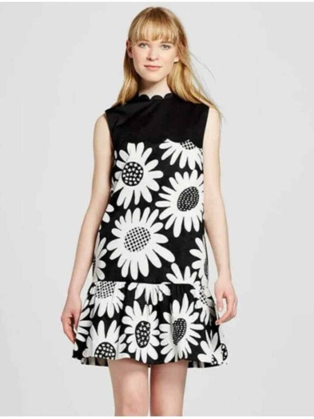 Victoria Beckham for Target Black Tunic with Cream Daisy Print - Size L